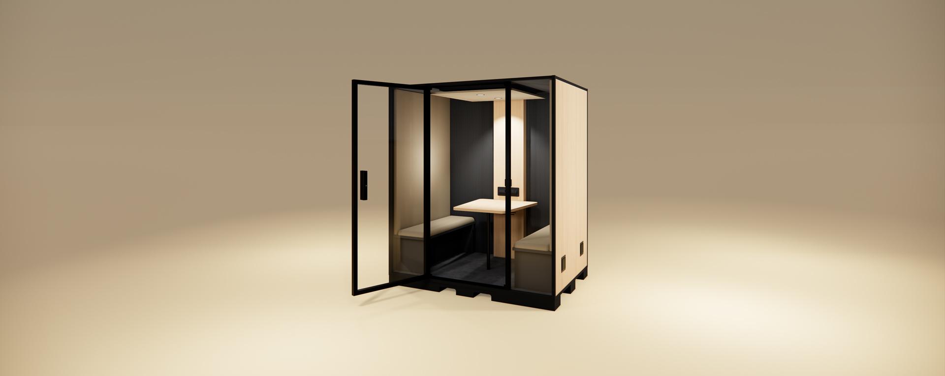 Cabine pour ateliers - 4 personnes - BlablaCube - cabine acoustique insonorisée pour bureaux et ateliers