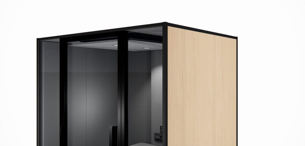 Cabine pour ateliers finition haut de gamme bois - BlablaCube - cabine acoustique insonorisée pour bureaux et ateliers
