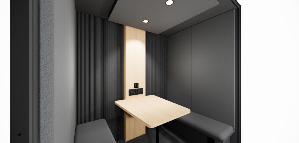 Cabine pour ateliers finition haut de gamme bois - BlablaCube - cabine acoustique insonorisée pour bureaux et ateliers