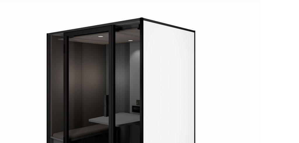 Cabine acoustique Indus avec panneau extérieur blanc finition moderne pour bureau et industrie