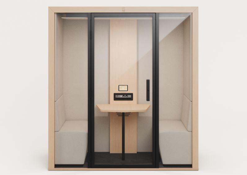 Acoustic booth with full back panel option for enhanced privacy and visual comfort – Blabla-Cube