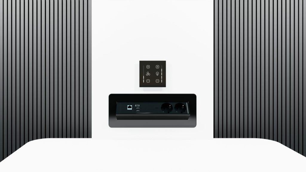 Module de connectique cabine acoustique Indus Blabla-Cube pour environnement professionnel