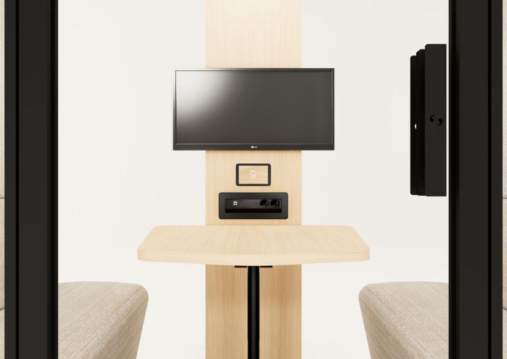 Cabine acoustique Blabla-Cube avec support écran pour visioconférence