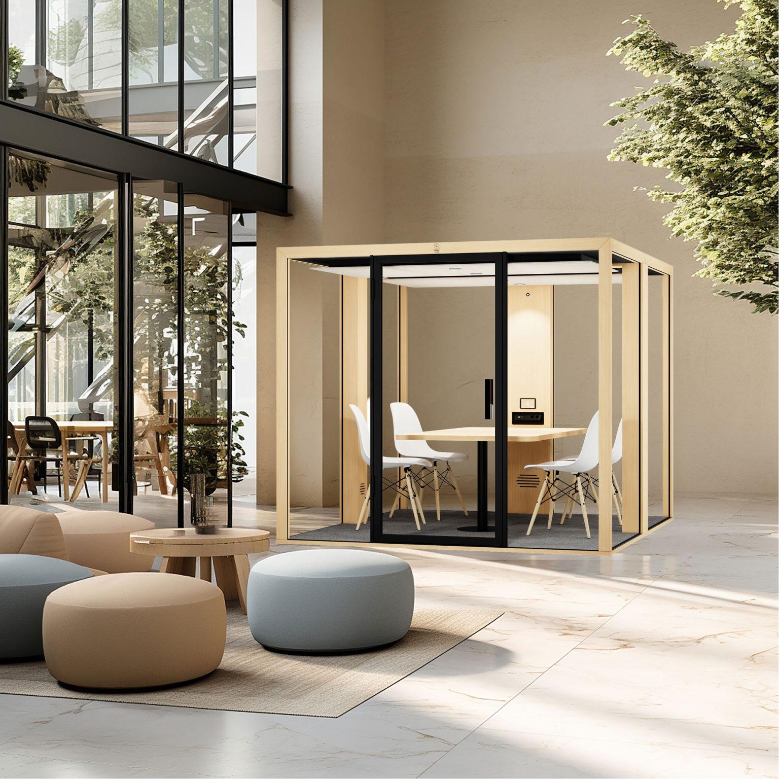 Cabine acoustique XL Blabla-Cube pour créer un espace de réunion en open space