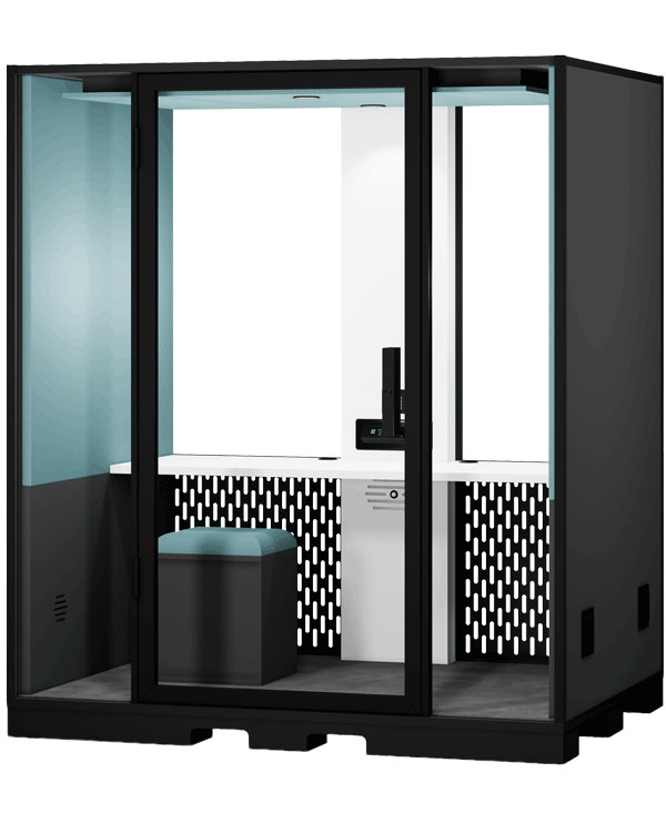 Cabine acoustique Chef d’atelier Indus installée dans un atelier pour piloter la production au calme