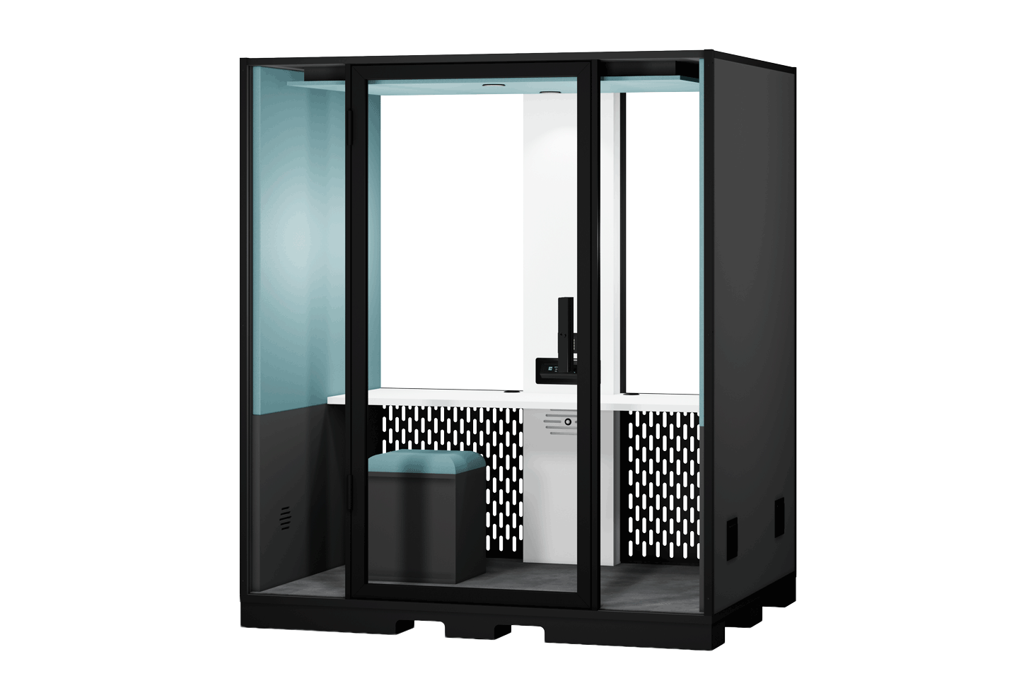 Cabine acoustique Chef d’atelier Indus avec plan de travail pour environnement industriel et atelier