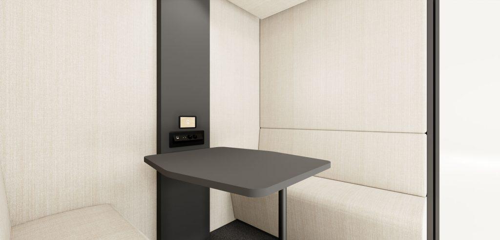 Finition intérieure gris anthracite dans cabine acoustique design