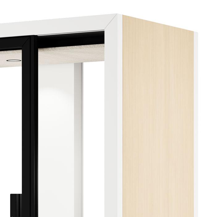 Cabine acoustique avec panneau extérieur bois clair naturel