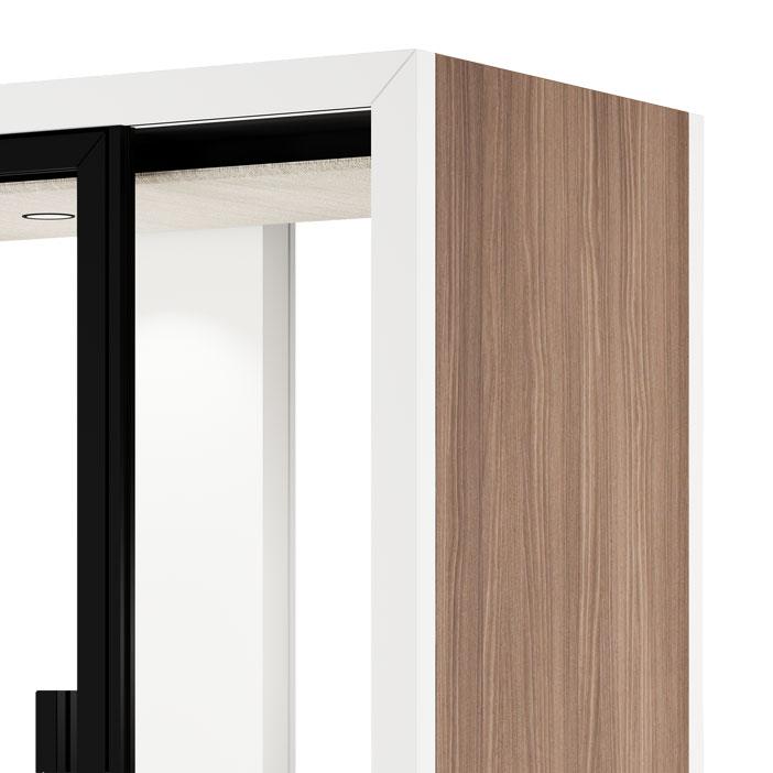 Cabine acoustique avec panneau extérieur bois foncé élégant