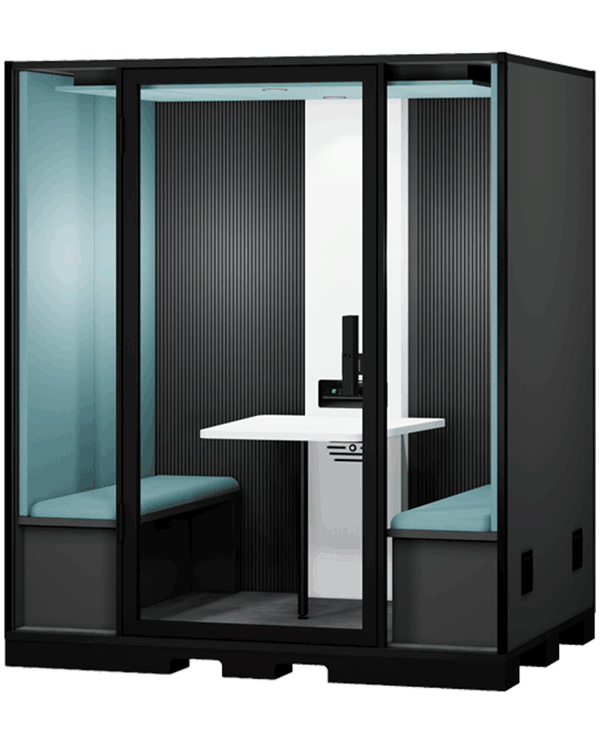 Cabine acoustique Quattro Indus pour réunion de quatre personnes en environnement industriel