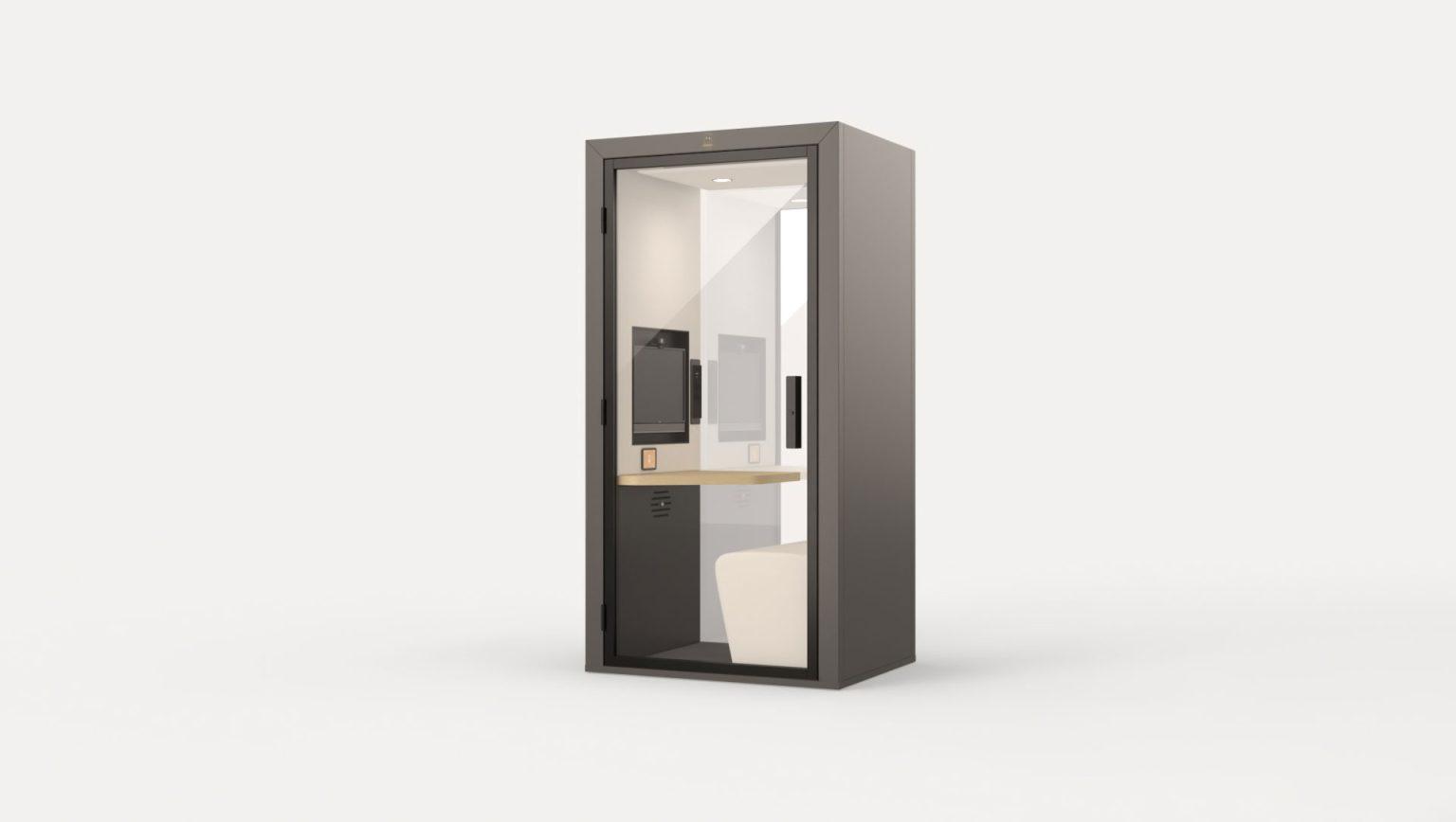 Blabla-Cube Solo Desk acoustic booth with integrated worktop for private calls and focused work
