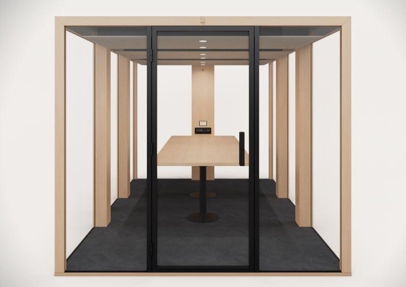 Option table de réunion cabine acoustique XL Blabla-Cube pour réunions d’équipe